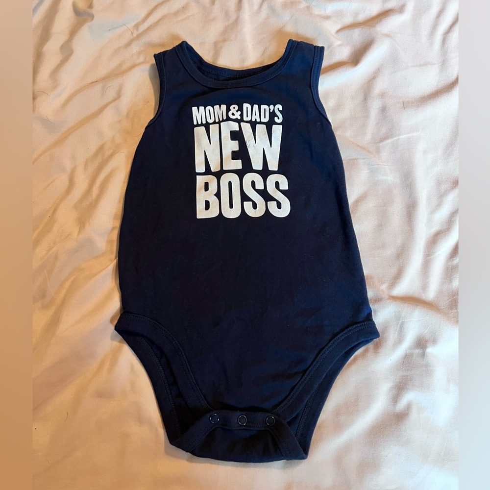 Garanimals Navy Blue 'Mom & Dad's New Boss' Bodysuit